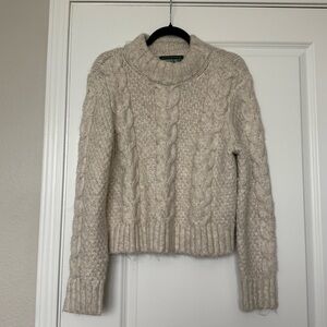 Vintage American Eagle Wool Blend Chunky Cable Knit Sweater Green Label - Size L